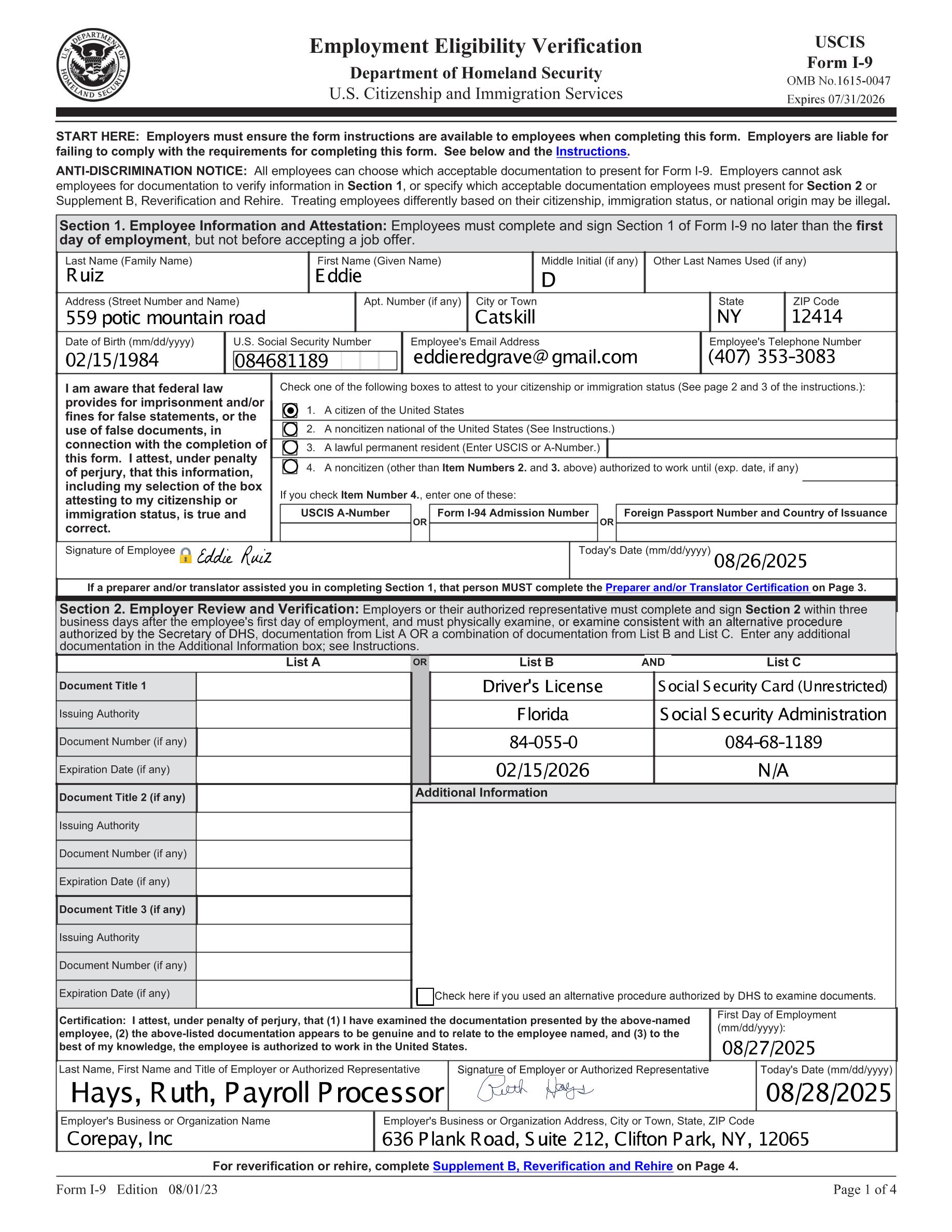 USCIS Form I-9